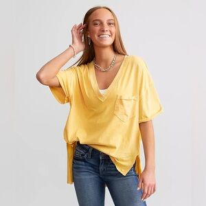 Free People- Keep Me T-Shirt - Yellow - Size XSmall